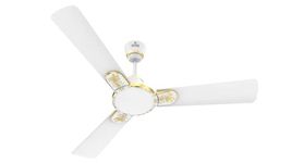Polycab Eleganz Plus 1200mm Star Rated Ceiling Fan For Home | Embossed Floral 3D Design, Broad Blade For High Speed & Air Delivery | 100% Copper Winding Motor | 3 Years Warranty【Pearl White】