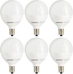 Sunlite G16.5 Light Bulb LED, 5W (40W Equiv.), 350 Lumens, Dimmable, Type G Globe Shape E12 Candelabra Base, Short Bulbs, Vanity Mirror Bulbs, Energy Star Listed, 2700K Soft White, Frosted, 6 Count