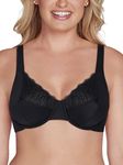 Vanity Fair Women's Flattering Lace Unlined Minimizer Bra (36C-44DDD), Midnight Black, 44DDD