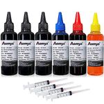 Aomya 600ml Universal Dye Ink Refill Kit for HP Canon Epson Brother Lexmark Printers Compatible Cartridges Refillable Cartridge CISS CIS System 4 Color Set with 4 Free Syringes (3BK, C, M, Y)