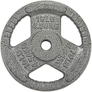 Fitvids Cast Iron Plate Weight Plate for Strength Training and Weightlifting, 1-Inch Center, 10LB (Single)