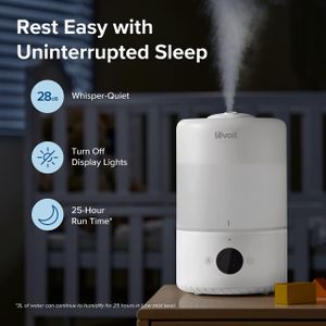 LEVOIT 3L Bedroom Humidifier – Cool Mist, Quiet Air Moisturizer