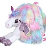 FunBlast Unicorn Soft Fur Bag for Kids - School Bag & Picnic Bag/Lightweight Travel School Mini Backpack for Girls, Kids, Birthday Gift for Girls, Return Gift (Random Color)