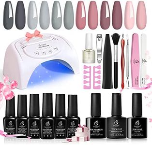 Beetles Gel Polish Nail Starter Kit 6 Colours Nail Salon Set with 48W Nail Lamp Gray Nude Pink Gel Nail Polish Starter Kit with Base Top Coat Nail Gel Polish Nail Art Manucure DIY Gift for Girls