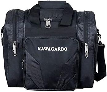 Kawagarbo Bowling Bag for Single Ball - Single Ball Tote Bag with Padded Ball Holder - Fits a Single Pair of Bowling Shoes Up to Mens Size 14 (Black)