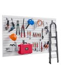 VEVOR Slat Wall Paneling, 8 x 4 ft, PVC Garage Slatwall with Accessories, White Slat Wall Easy-to-Install Adjustable Slatwall Panel with Coupling Structure & DIY Cutting, Fits for Storage & Display