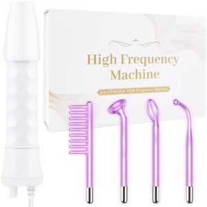 High Frequency Facial Wand - Uaike 4 in 1 Violet Portable Handheld High Frequency Facial Machine - at Home Face Skin Wand Device with 4 Pcs Purple Glass Tubes