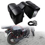 HDBUBALUS Motorcycle Saddle Bag Universal Tool Bag Panniers Fit for Harley Yamaha Cruiser Black