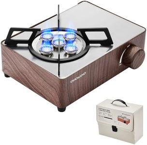 Odoland 7500BTU Camping Butane Stove with Compact Carry Case, CSA Certified Portable Gas Stove for Backpacking,Picnic,Outdoor Adventures,Brown