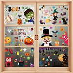 170 Pieces Halloween Window Clings for Kids, Removable Electrostatic Halloween Window Sticker, Double Sided Black Cat Spooky Cute Halloween Window Decals for Halloween Party Decor Supplies(9 Sheets)