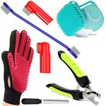 Dog Trust Dogs Grooming Kit – Dog Shampoo Brush 80ml, Nail Cutter, Tooth Brush and Glove for Puppy, Cat and Kitten – Combo of 4