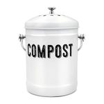 Compost Bin Kitchen, ENLOY Countertop Compost Bin with Lid Use for Kitchen Food Waste, Powder Coated Rust Proof Odorless Compost Bucket, 1.3 Gallon, White