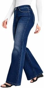 DORAVIIE Women's High Waisted Wide Leg Tummy Control Stretch Jeans