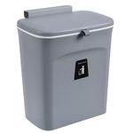 SANWENYU 9 L/2.4 Gallon Kitchen Compost Bin, Hanging Small Trash Can with Lid for Cupboard/Bathroom/Bedroom/Office/Camping/toilet Wall-mounted Counter Waste Compost Bin (Grey)