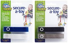 Baby Buddy Secure-a-Toy, Adjustable Pacifier and Teether Strap for Stroller, Highchair, and Car Seat, Assorted Colors