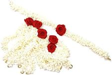 Preetty Charming Artificial Hair Gajra with red flower, 6 strings