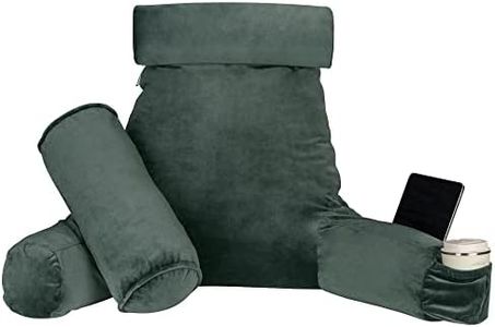 PrimeCables Large Reading Pillow Memory Foam - Soft Comfort Support Neck & Lumbar for Reading, Meditation, Watching TV, Bed Rest Pillow with Detachable Neck Roll, Cylindrical Pillow, Pockets