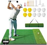 Golf Mat, Indoor/Outdoor Golf Practice Mats,5x4ft Artificial Thickened Golf Hitting Mat,10 Golf Balls, 10 Golf Tees, 1 Strap,Portable Dual Turf Golf Training Mat for Gifts for Men/Boys/Golfers