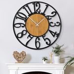 Mee 2ou Large Wall Clock for Living Room Decor, 60CM/24 Inch Non Ticking Silent, Battery Operated Modern Vintage Extra Large Decorative Wall Clock for Bedroom Kitchen