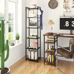 YMYNY Bookshelf, 6 Tier Storage Rack, Plant Rack, Storage Rack with Steel Frame,for Living Room, Office, Study, Hallway, Industrial Style, Black HBC001B