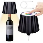 Quixion Wireless Bottle Lamp, LED Wine Bottle Lamp, Wireless Bottle Lampshade Pridola Wireless Bottle Lamp, 5 Color Stepless Dimming Wine Bottle Decorative Lights for Home Restaurants and Bars.