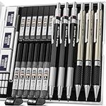 Nicpro 6PCS Art Mechanical Pencils Set, Metal Drafting Pencil 0.5, 0.7, 0.9mm & 2mm Lead Holder(2B HB 2H) For Sketching Drawing With Lead Refills Case