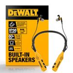 DEWALT Heavy Duty 2-in-1 Neckband Bluetooth Headphones w/Built-In Speakers, Jobsite Wearable Speaker & Around Neck Headphones, Wireless Bluetooth Headset, 60+ Hrs Hands-free Music/Calls, Carry Pouch