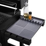 Grill Mat- Side Shelf Mat for Blackstone Silicone Grill Pad for Outdoor Grill Kitchen Counter Large Silicone Spatula Mat with Drip Pad, Grill BBQ Caddy Utensils Holder for Griddle Accessories (Grey)