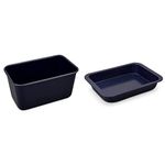 Zyliss E980199 Non-Stick Loaf Tin - 1.5L/2lb - Carbon Steel - Dark Blue - Bread Tin for Baking/Bakeware - Dishwasher Safe - 5 Year Guarantee,Black & E980190 Non-Stick Oven Tray | 30cm x 20cm