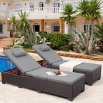 Outdoor PE Wicker Chaise Lounge Set