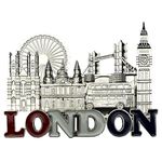 London Metal Silver Coloured Fridge Magnet - Word in Red Glitter/Westminster Abbey/St. Paul's Cathedral/Eye/Tower Bridge/Best of British Double Decker Bus/Big Ben/UK Souvenir/Gift Idea