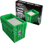 BCW Short Comic Book Bin - Holds 150 Standard Comic Books | Acid Free Comic Book Storage and Organizer | Heavy Duty Plastic Comic Storage Box | Stackable Comics Short Box (Green, Single)