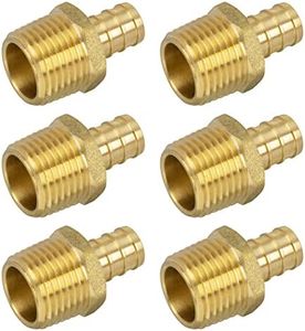 JUWO PEX Fitting, 1/2" Male NPT to 1/2" PEX Adapter for Plumbing Repairs or Remolding, Sturdy and Durable Brass Crimp Fitting (6 Pack)