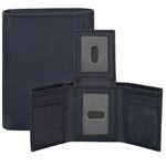 Oak Leathers Rich Fabric | Black Slim Trifold Leather Wallet for Men | Gifts for him | RFID Blocked | 9 Credit Card Slots | 2 ID