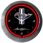 Ford Mustang Neon Wall Clock (Chrome/Multi) (15 H x 15 W x 3 D)
