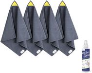 loukin 4pcs Magnetic Whiteboard Cleaning Cloth, Dry Erase Cleaning Cloth for Classroom, Home and Office Use, Reusable and Washable, Gray, 12" x 12", Free 3.4oz Whiteboard Cleaner Included