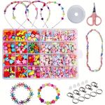 Satmarhz 570Pcs Beads for Jewellery Making Kit, Colorful Beads Set for Kids DIY Craft Bracelet Necklace Making, Activity Games for Girls Age 6-12 Years Old