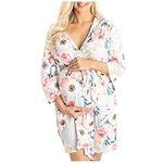 DOUBLE THE SPRINKLES Maternity Robe for Hospital - Labor and Delivery Gown - Postpartum Clothes for Women, Breastfeeding Gown, Dusty Pink, XXL