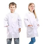 Beautyshow Kids Lab Coats, Boys Girls White Lab Coat, Children Cotton Medical Lab Coat Doctors Coat Science Lab Coats Laboratory Coat Fancy Dress Costumes School Student Child Role Play Dress Up, S