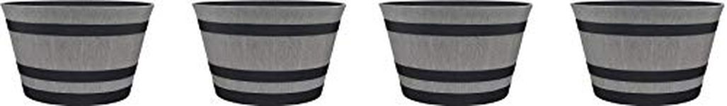 Southern Patio 15.5" Resin Whiskey Barrel Planter, Birchwood Grey (Pack of 4)