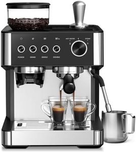 Havato Espresso Machine with Grinder Built-in, Professional 15 Bar Semi-automatic Coffee Maker with Milk Frother Steam Wand for Cappuccino/Latte, 2.8L Removable Water Reservoir, Ideal for Home/Office
