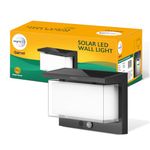 Wipro Garnet Motion Sensor Solar Wall Light SW03 | 6 in 1 modes | Color Changing(Warm & Cool White) | Auto ON (Night) & OFF (Day) | IP65 | Outdoor Light for Home, Balcony, Patio, Stairs, Garden | Pk 1