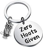 CENWA Owl Gift Owl Lover Gift Owl Pun Zero Hoots Given Owl Charm Keychain Funny Gift For Friends Nature Lover (Zero Hoots-Given K)