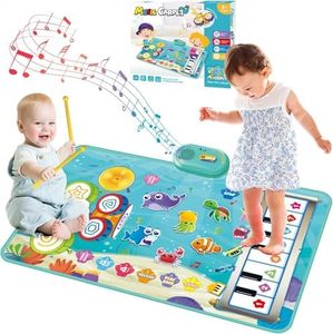 Musical Toys, Kids Musical Instruments - Piano Keyboard & Drum Mat, Sea Animals Piano Mat for Kids 3 4 5 6 Music Sensory Toys, Early Educational Learning Musical Toy, First Birthday Gift
