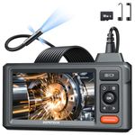 DEPSTECH Triple Lens Inspection Camera, 5" Display HD Endoscope with Light, 5m Flexible Waterproof Snake Camera Cable, Industrial Borescope for Car, Wall, Drain Pipe, Plumbing, Home Inspection