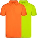 BAD WORKWEAR Trademark Hi-Vis Polo Shirt - Work Shirt for Men, Moisture-Wicking Soft Cotton, UPF50+ Protection - Yellow - M