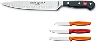 Wüsthof Classic Hollow Edge Carving Knife, 8-Inch, with Bonus Paring Knives