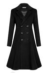 APTRO Women's Winter Wool Dress Coat Double Breasted Pea Coat Long Trench Coat, Black Ws02, X-Large