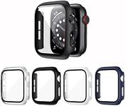 MALE COUSIN Watch Hard PC Cover, Compatible with Apple Watch Case 40mm Series SE 6/5/4,with Tempered Glass Screen Protector，for iWatch Accessories, 40mm,4 Pack