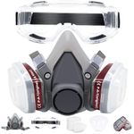 MILIWAN Reusable Respirator Mask, Anti-Dust Gas with Filter, Spray Paint Face Cover Mask With 20 Replaceable Filter Cotton and Anti-fog Goggles for Painting Chemicals Polishing Spraying